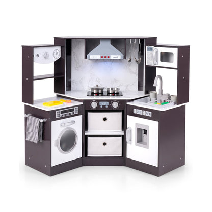Wooden Kids Play Kitchen Playset, Realistic Lights And Sounds, Coffee Play Kitchen Sets Coffee at Gallery Canada