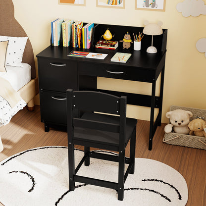 Wooden Kids Study Desk and Chair Set Student Workstation, Black Kids Table & Chair Sets at Gallery Canada