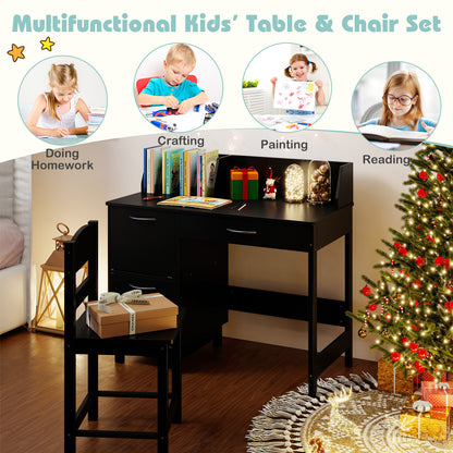 Wooden Kids Study Desk and Chair Set Student Workstation, Black Kids Table & Chair Sets at Gallery Canada