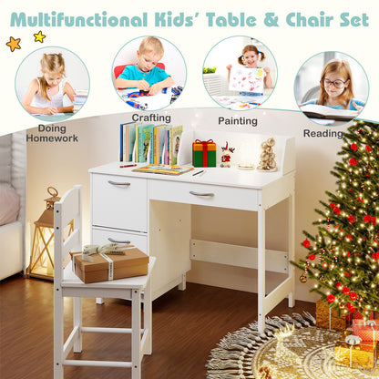 Wooden Kids Study Desk and Chair Set Student Workstation, White Kids Table & Chair Sets at Gallery Canada