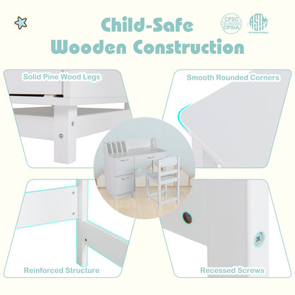 Wooden Kids Study Desk and Chair Set Student Workstation, White Kids Table & Chair Sets at Gallery Canada
