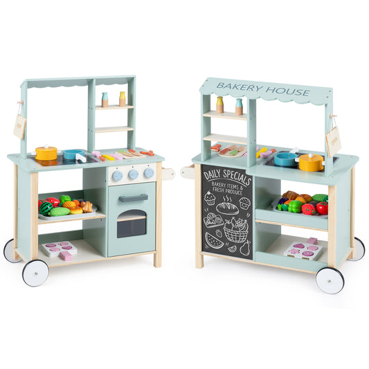 Wooden Kitchen Playset with Cookware Accessories Play Kitchen Sets Green at Gallery Canada