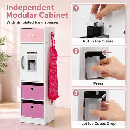 Wooden Kitchen Playset with Lights, Sounds, Ages 3+, Pink