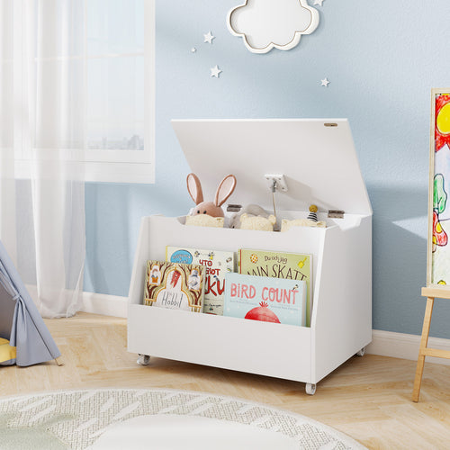 Wooden Mobile Toy Storage Organizer, White