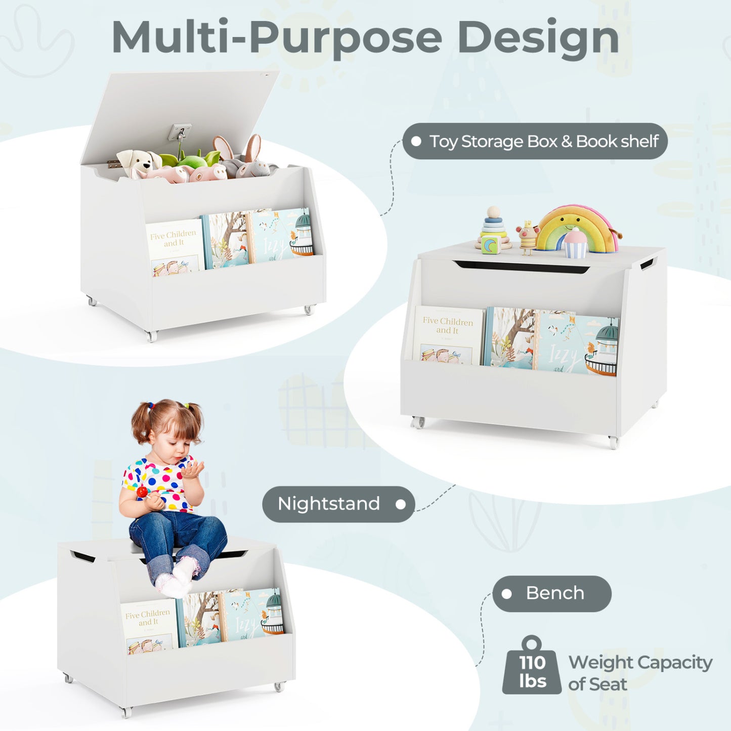 Wooden Mobile Toy Storage Organizer, White Kids Storage at Gallery Canada