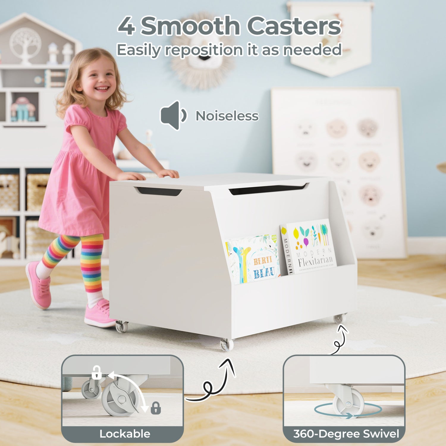 Wooden Mobile Toy Storage Organizer, White Kids Storage at Gallery Canada