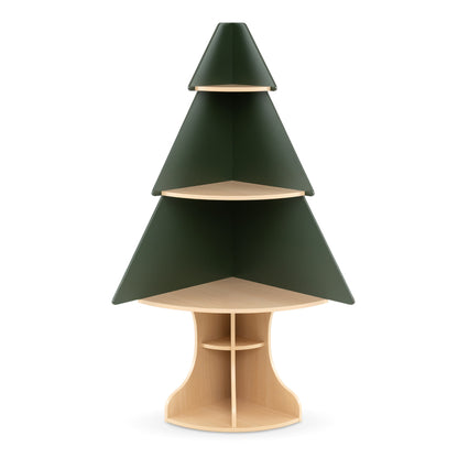 Montessori Wooden Corner Tree Bookshelf, Toy Storage, Green