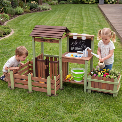 Wooden Mud Farm Playset with Planter Box Lockable Yard and Faucet for 3+ Kids Play Kitchen Sets at Gallery Canada