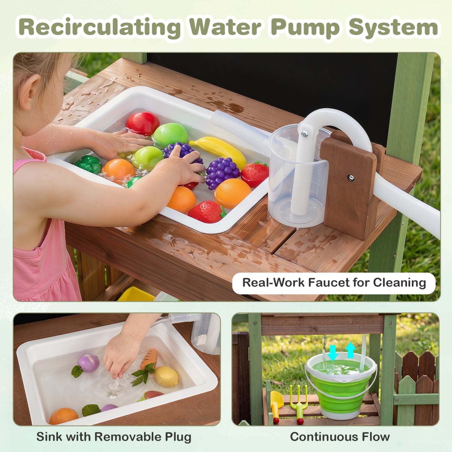 Wooden Mud Farm Playset with Planter Box Lockable Yard and Faucet for 3+ Kids Play Kitchen Sets at Gallery Canada