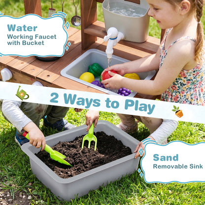Wooden Mud Kitchen Set With Running Water Faucet Tank, Blue Play Kitchen Sets at Gallery Canada