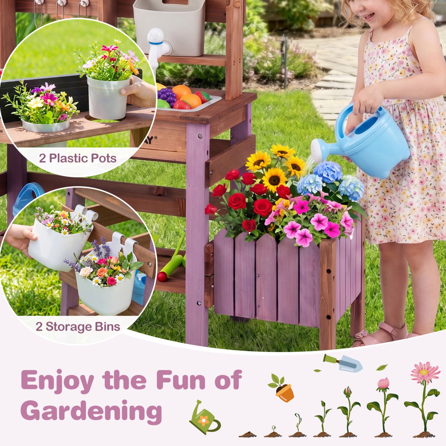 Wooden Mud Kitchen Set With Running Water Faucet Tank, Purple Play Kitchen Sets at Gallery Canada