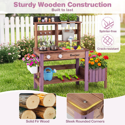 Wooden Mud Kitchen Set With Running Water Faucet Tank, Purple Play Kitchen Sets at Gallery Canada
