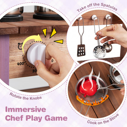 Wooden Mud Kitchen Set With Running Water Faucet Tank, Purple Play Kitchen Sets at Gallery Canada