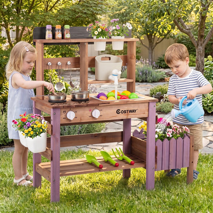 Wooden Mud Kitchen Set With Running Water Faucet Tank, Purple Play Kitchen Sets at Gallery Canada