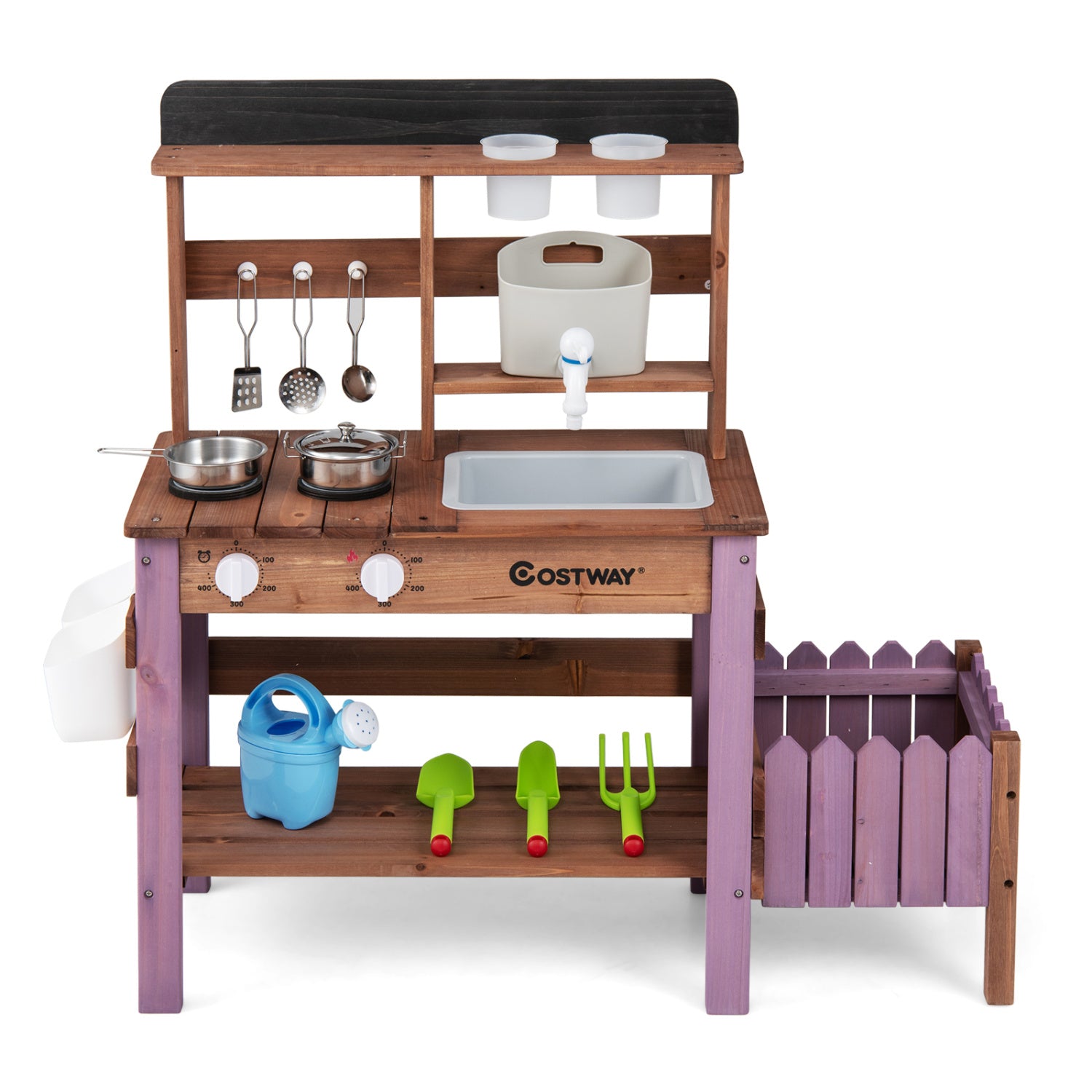 Wooden Mud Kitchen Set With Running Water Faucet Tank, Purple Play Kitchen Sets at Gallery Canada