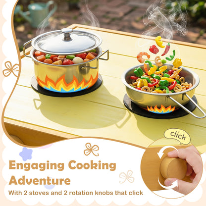 Wooden Outdoor Mud Kitchen for Kids with Flowerpots and Wheels, Yellow Play Kitchen Sets at Gallery Canada