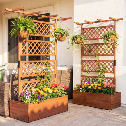 Wooden Planter Box With Lattice Trellis, Raised Garden Bed, Brown Raised Garden Beds at Gallery Canada
