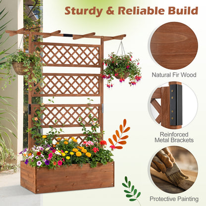 Wooden Planter Box With Lattice Trellis, Raised Garden Bed, Brown Raised Garden Beds at Gallery Canada