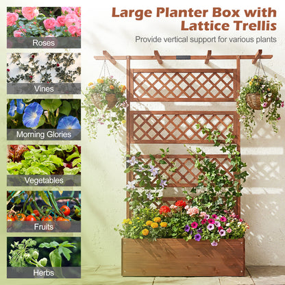 Wooden Planter Box With Lattice Trellis, Raised Garden Bed, Brown Raised Garden Beds at Gallery Canada