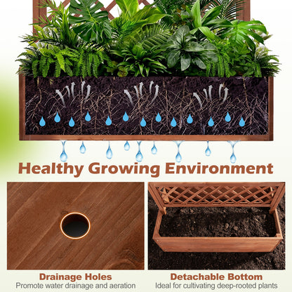 Wooden Planter Box With Lattice Trellis, Raised Garden Bed, Brown Raised Garden Beds at Gallery Canada