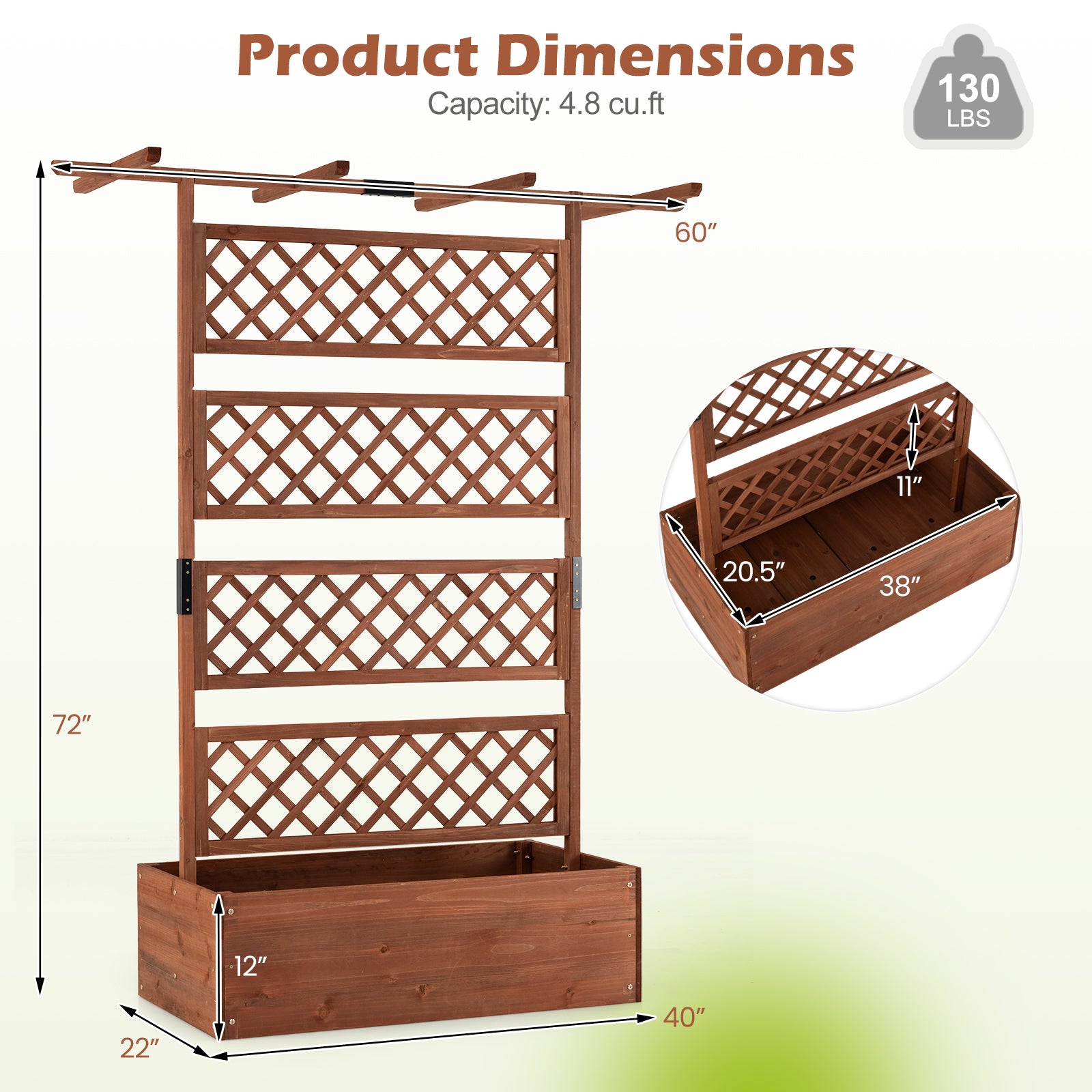 Wooden Planter Box With Lattice Trellis, Raised Garden Bed, Brown Raised Garden Beds at Gallery Canada