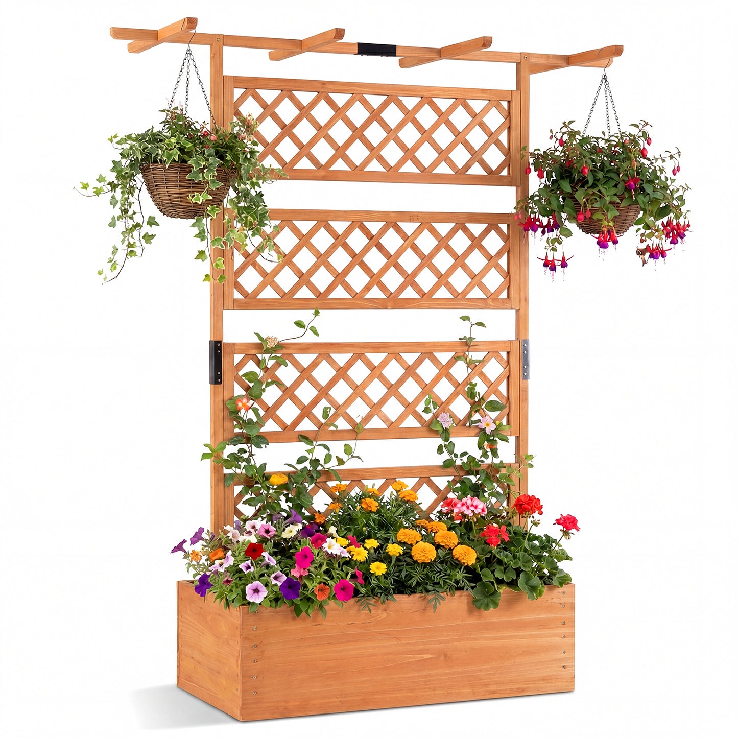 Wooden Planter Box With Lattice Trellis, Raised Garden Bed, Orange Raised Garden Beds Orange at Gallery Canada