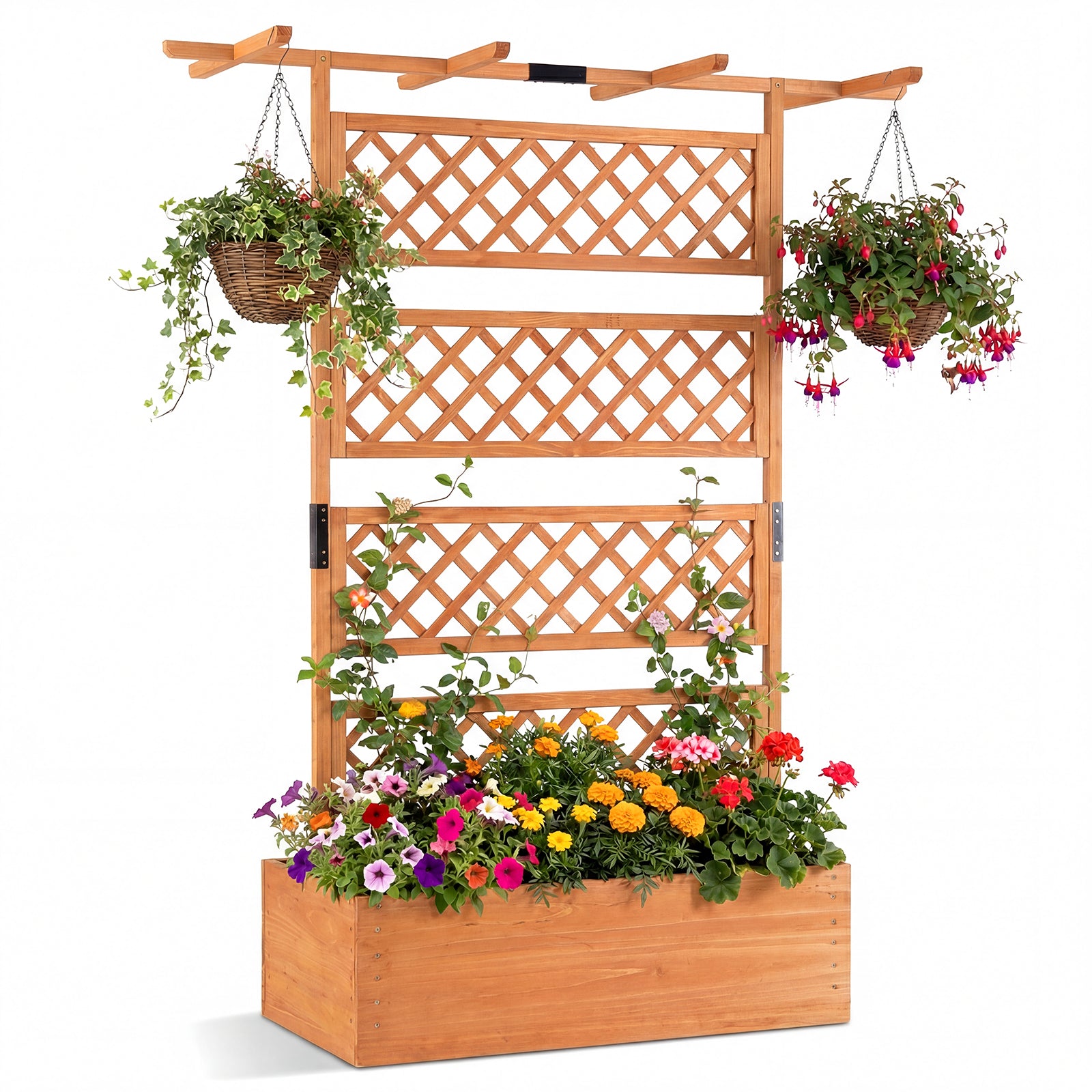 Wooden Planter Box With Lattice Trellis, Raised Garden Bed, Orange Raised Garden Beds at Gallery Canada