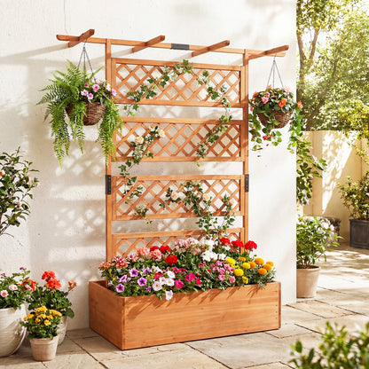 Wooden Planter Box With Lattice Trellis, Raised Garden Bed, Orange Raised Garden Beds at Gallery Canada