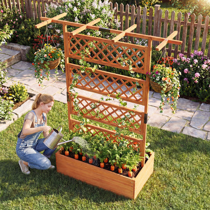 Wooden Planter Box With Lattice Trellis, Raised Garden Bed, Orange Raised Garden Beds at Gallery Canada