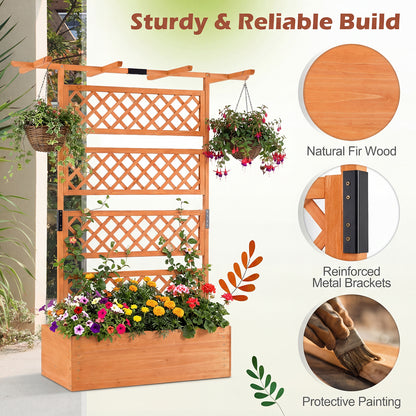 Wooden Planter Box With Lattice Trellis, Raised Garden Bed, Orange Raised Garden Beds at Gallery Canada