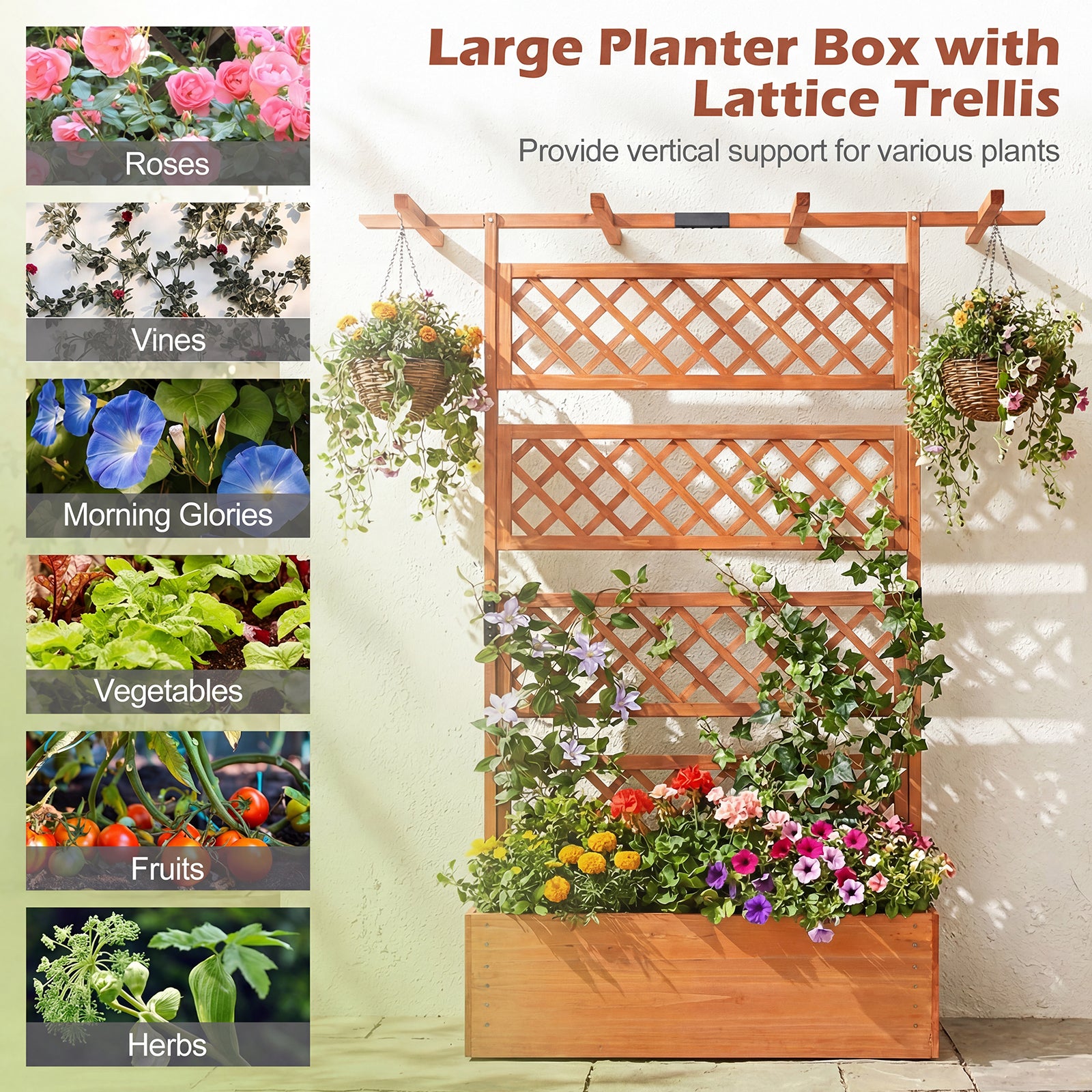 Wooden Planter Box With Lattice Trellis, Raised Garden Bed, Orange Raised Garden Beds at Gallery Canada