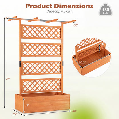 Wooden Planter Box With Lattice Trellis, Raised Garden Bed, Orange Raised Garden Beds at Gallery Canada