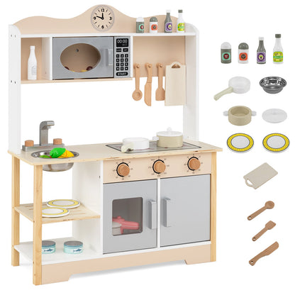 Wooden Play Kitchen Cooking Toy Playset for Kids, White Play Kitchen Sets White at Gallery Canada