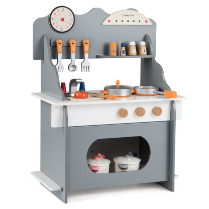 Wooden Play Kitchen for Kids Pretend Play Toy Kitchen Set with Clock Gift for Boys and Girls 3 +, Gray Play Kitchen Sets at Gallery Canada