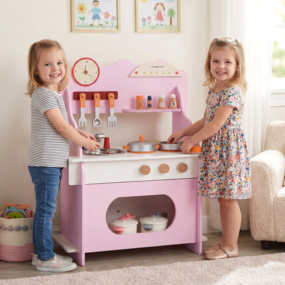 Wooden Play Kitchen for Kids Pretend Play Toy Kitchen Set with Clock Gift for Boys and Girls 3 +Pink, Pink Play Kitchen Sets at Gallery Canada