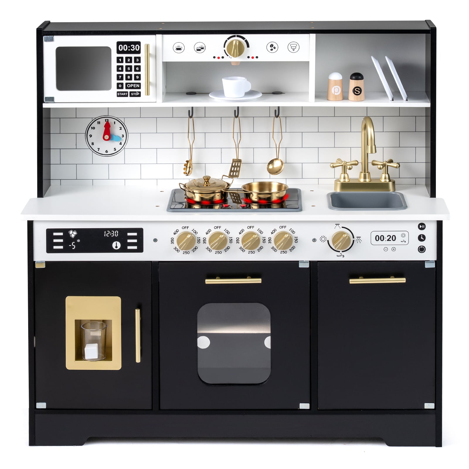 Wooden Play Kitchen With Lights, Sounds, Black Play Kitchen Sets Black at Gallery Canada