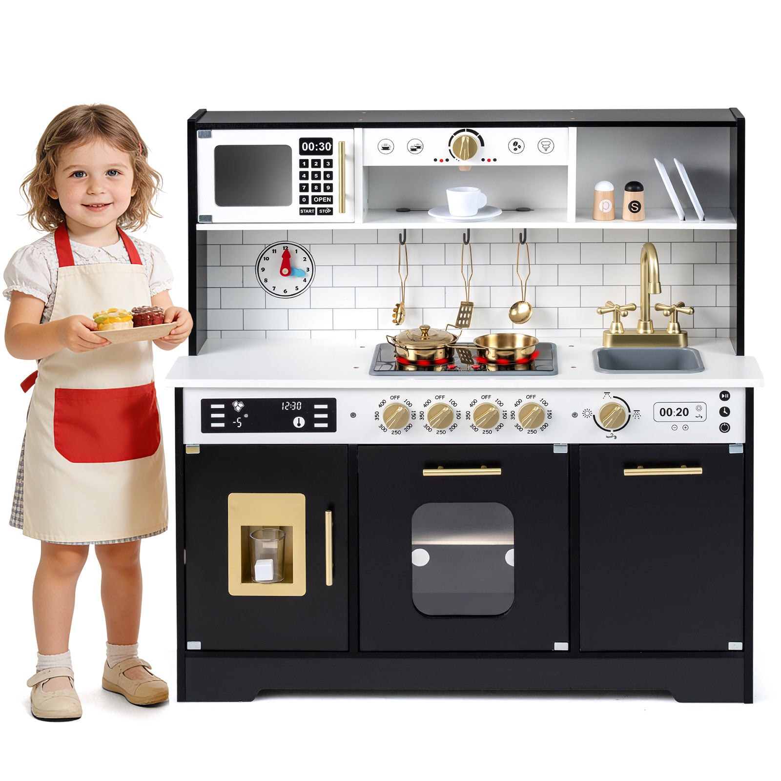 Wooden Play Kitchen With Lights, Sounds, Black Play Kitchen Sets at Gallery Canada