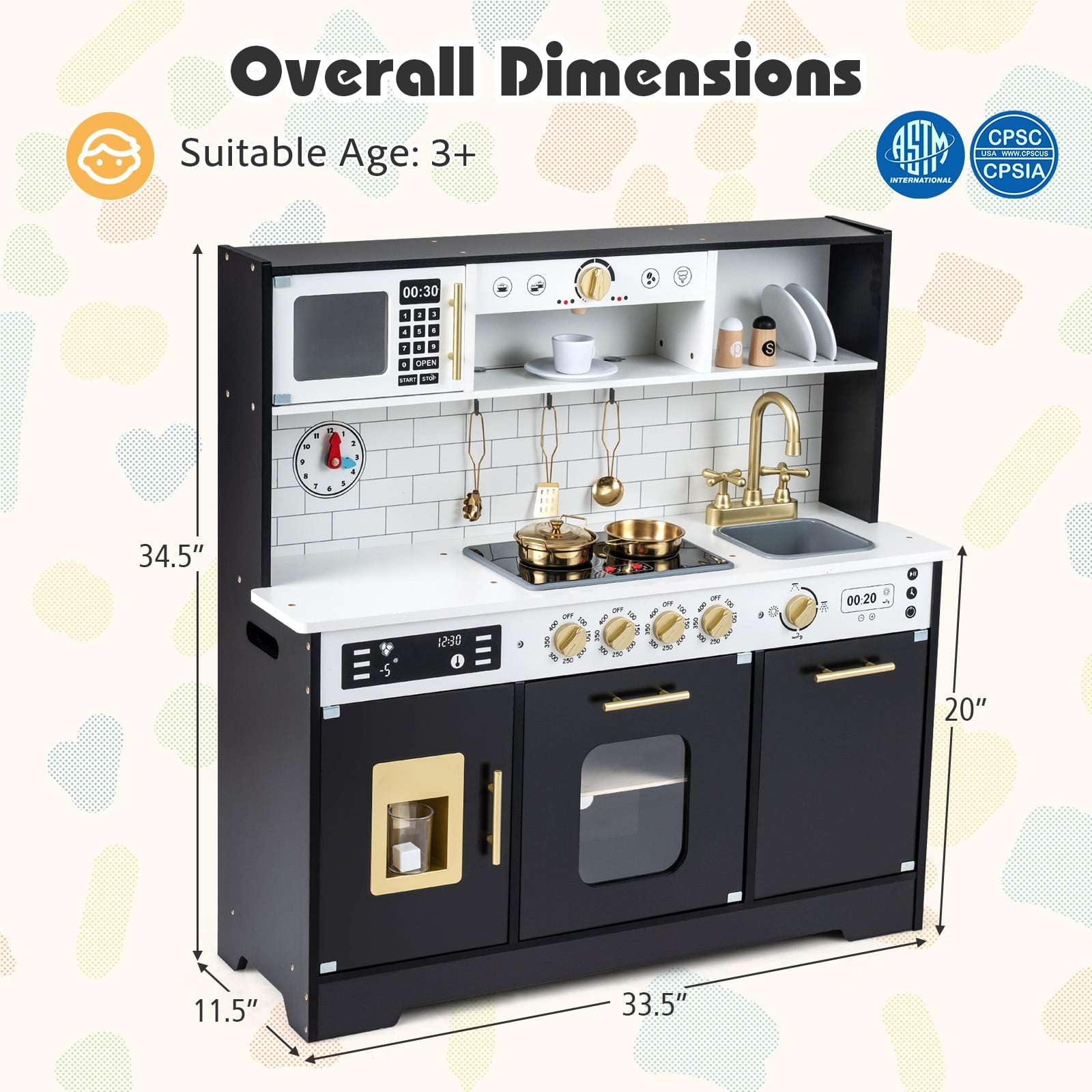 Wooden Play Kitchen With Lights, Sounds, Black Play Kitchen Sets at Gallery Canada