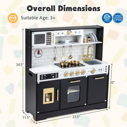 Wooden Play Kitchen With Lights, Sounds, Black Play Kitchen Sets at Gallery Canada