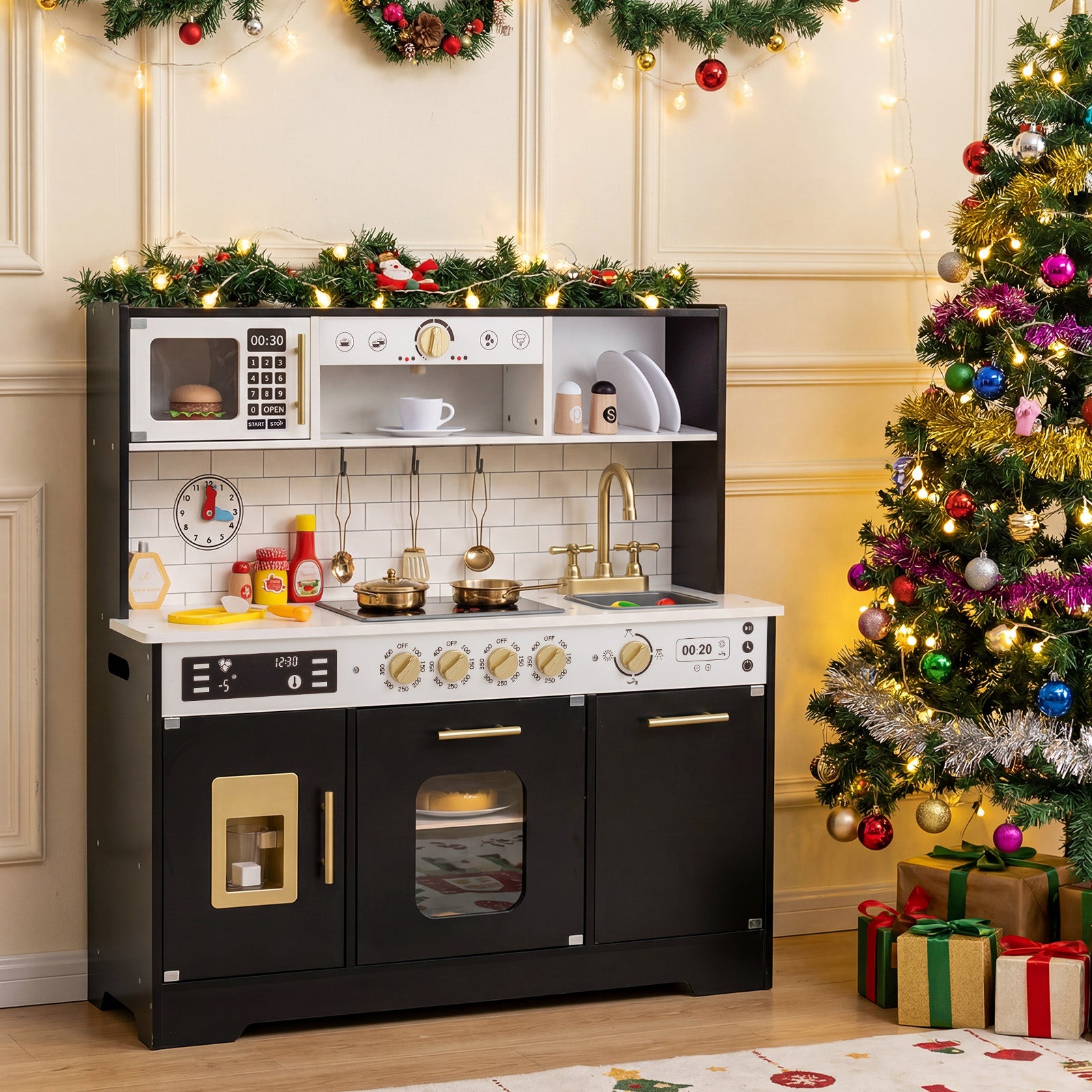 Wooden Play Kitchen With Lights, Sounds, Black Play Kitchen Sets at Gallery Canada