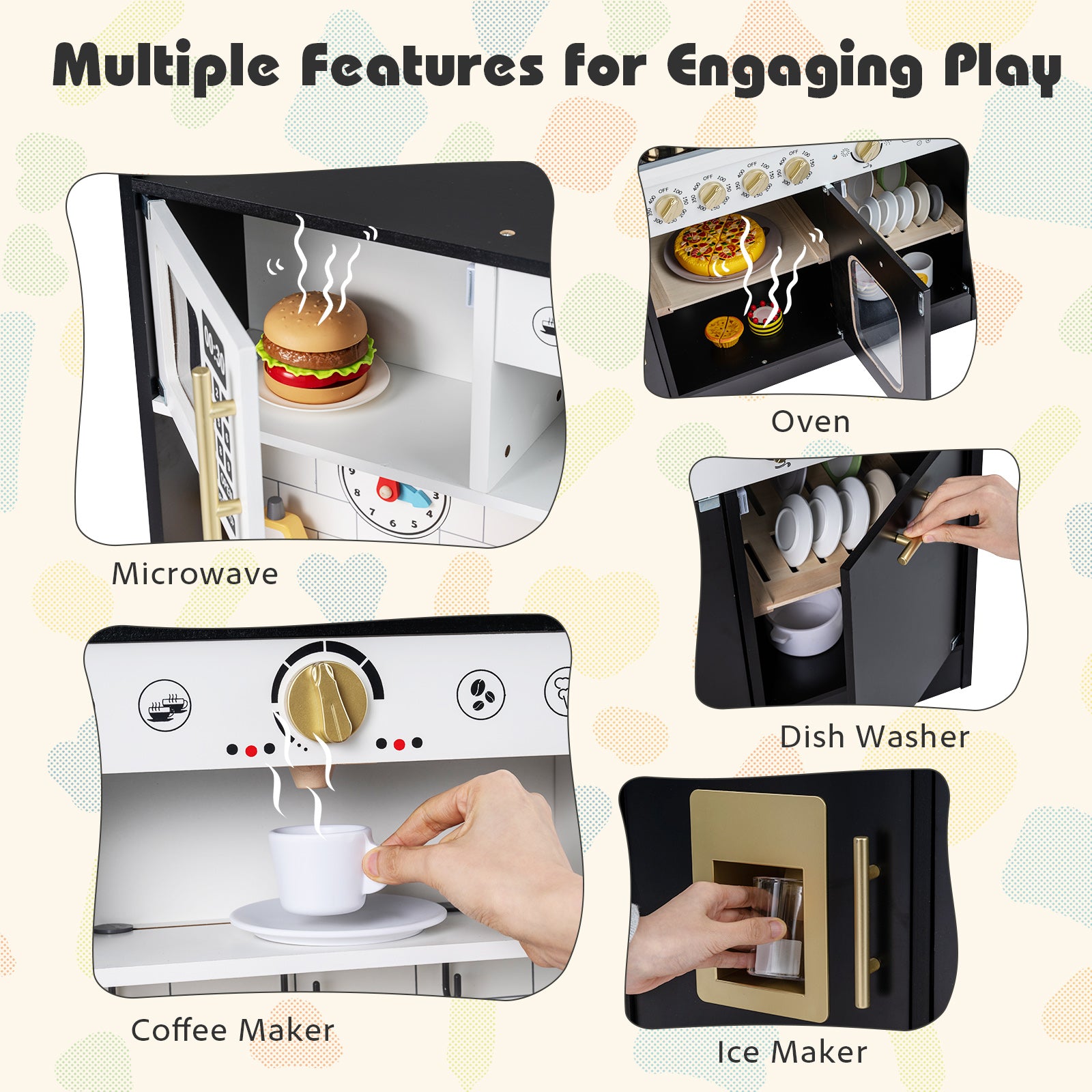 Wooden Play Kitchen With Lights, Sounds, Black Play Kitchen Sets at Gallery Canada