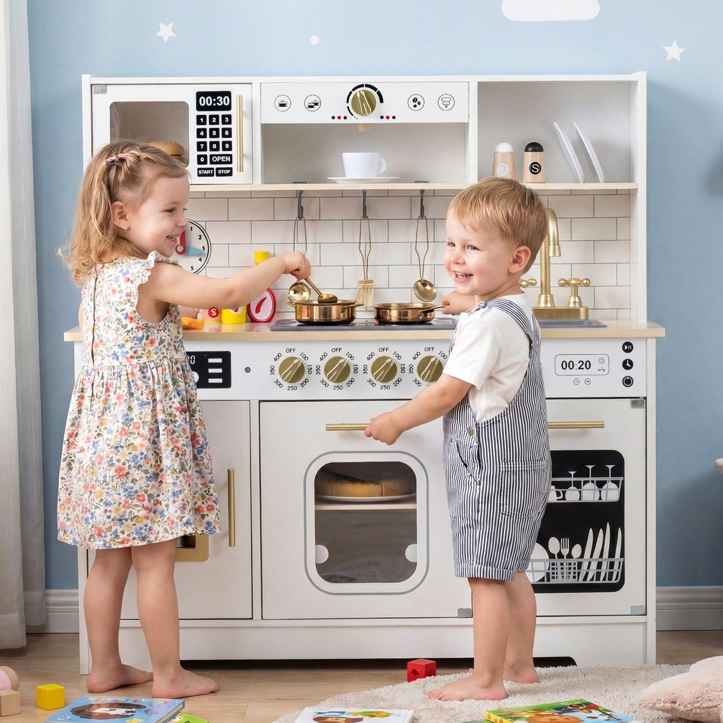 Wooden Play Kitchen With Lights, Sounds, White Play Kitchen Sets at Gallery Canada