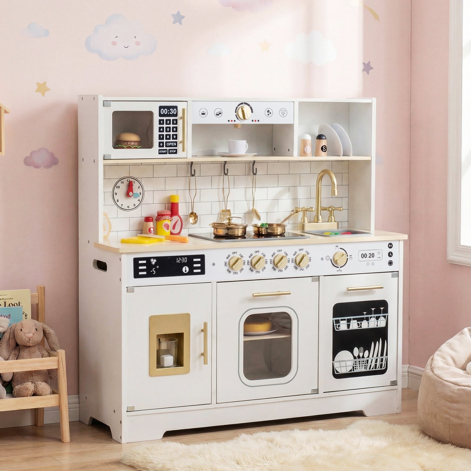 Wooden Play Kitchen With Lights, Sounds, White Play Kitchen Sets at Gallery Canada