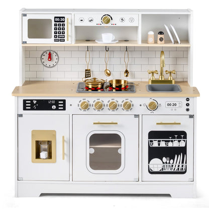 Wooden Play Kitchen With Lights, Sounds, White Play Kitchen Sets White at Gallery Canada