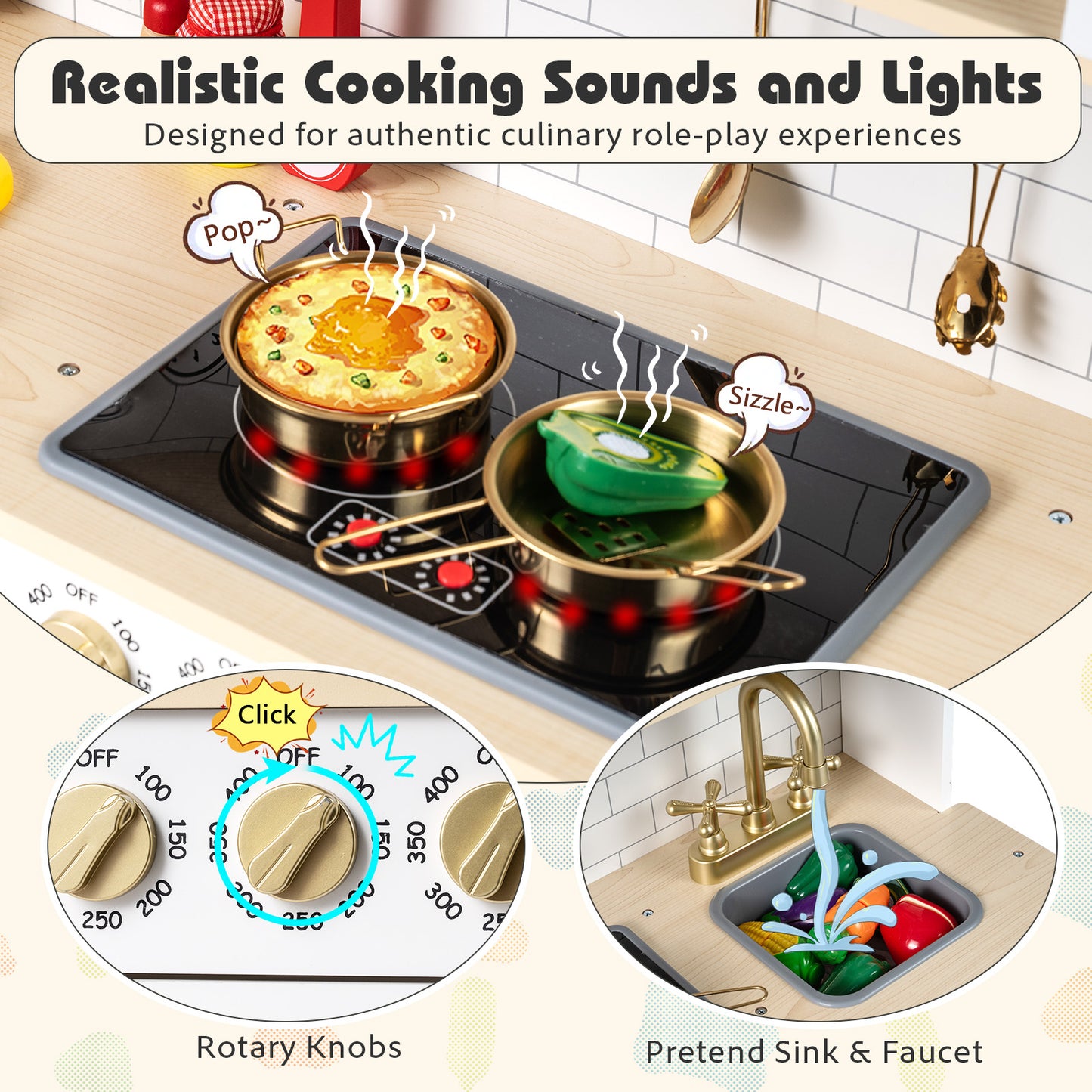 Wooden Play Kitchen With Lights, Sounds, White Play Kitchen Sets at Gallery Canada