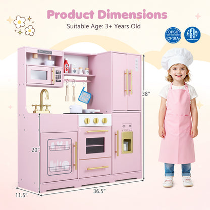 Cuisine en bois pour jouer avec lumières et sons, rose