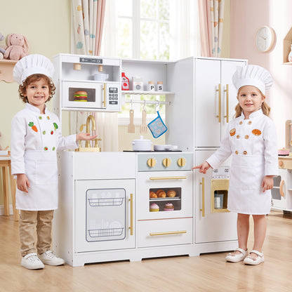 Cuisine en bois avec lumières et sons pour enfants, blanche