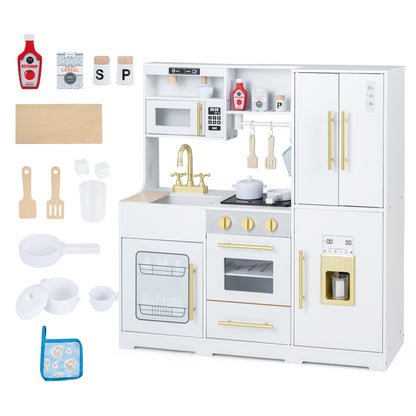 Cuisine en bois avec lumières et sons pour enfants, blanche