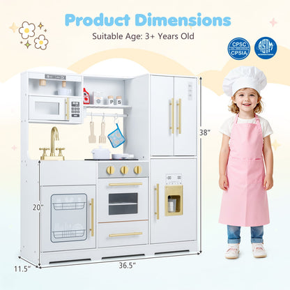 Cuisine en bois avec lumières et sons pour enfants, blanche