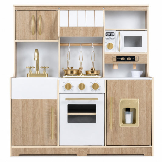 Wooden Play Kitchen With Lights, Sounds, Ice Maker Play Kitchen Sets Natural at Gallery Canada
